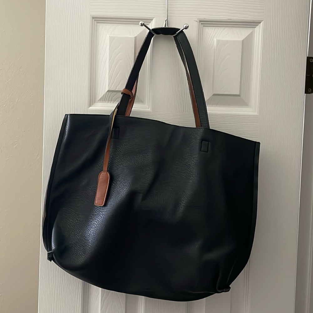 Urban Outfitters Black and Brown Reversible Tote Bag